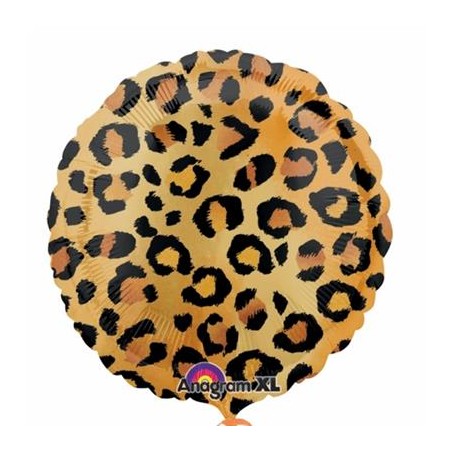 BALLON METALLIQUE ROND IMPRIME LEOPARD 43 CM