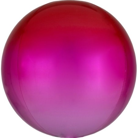 BALLON METALIQUE ORBZ OMBRE ROUGE ET ROSE 38 X 40 CM 