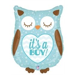 BALLON METALLIQUE 66 CM IT'S A BOY HIBOU HOLO