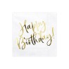 20 SERVIETTES PAPIER BLANC HAPPY BIRTHDAY OR 33 X 33 CM