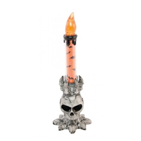 CHANDELIER LED TETE DE MORT ORANGE 7X21 CM 