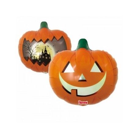 BALLON METALLIQUE CITROUILLE AVEC VISAGE 45 CM
