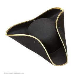 TRICORNE NOIR AVEC BORDURE DOREE