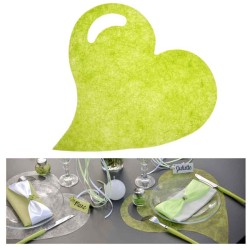 6 SETS DE TABLE COEUR VERT ANIS