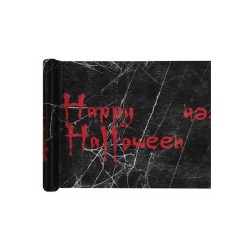 CHEMIN DE TABLE HALLOWEEN 5 METRES NOIR ET ROUGE 30 CM DE LARGE