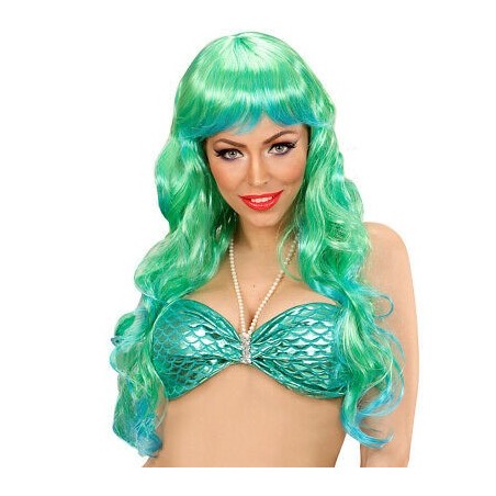 PERRUQUE SIRENE VERTE ET TURQUOISE