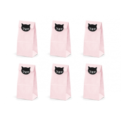 6 SACHETS PAPIER COULEURS PASTELS ETIQUETTES CHAT 8 X 18 X 6 CM