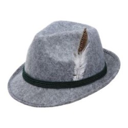 CHAPEAU BAVAROIS GRIS AVEC PLUMES 