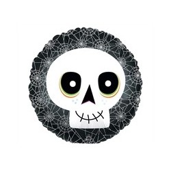 BALLON METALLIQUE ROND TETE DE MORT GENTILLE 46 CM