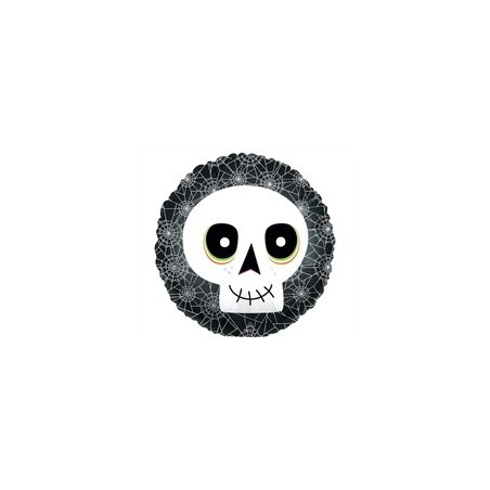 BALLON METALLIQUE ROND TETE DE MORT GENTILLE 46 CM