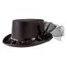 CHAPEAU HAUT DE FORME FEMME NOIR AVEC TULLE 