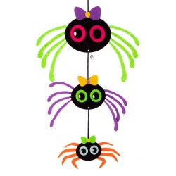 DECORATION HALLOWEEN COLOREE ARAIGNEES RIGOLOTES