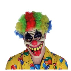 MASQUE CLOWN AVEC CHEVEUX MULTICOLORES