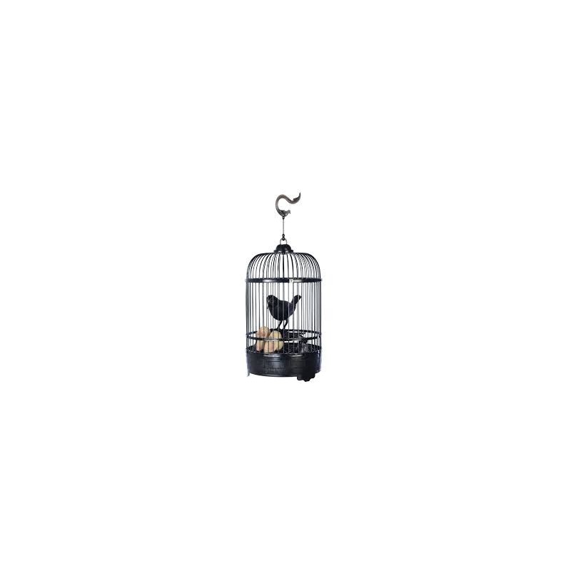 CORBEAU EN CAGE HALLOWEEN SON ET LUMIERE HAUTEUR 35 CM