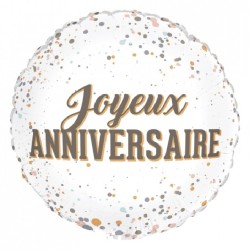 BALLON METALLIQUE ROND JOYEUX ANNIVERSAIRE 46 CM 