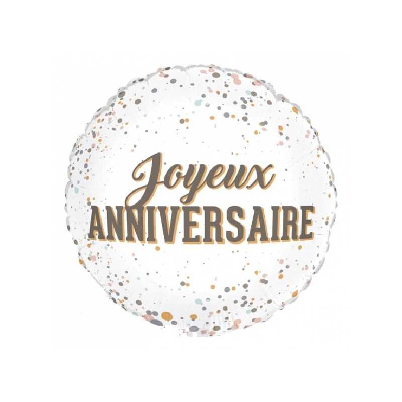 BALLON METALLIQUE ROND JOYEUX ANNIVERSAIRE 46 CM 