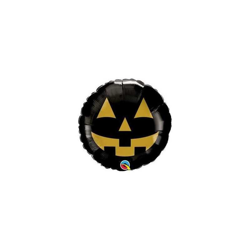 BALLON METALLIQUE ROND CITROUILLE NOIR 46 CM 