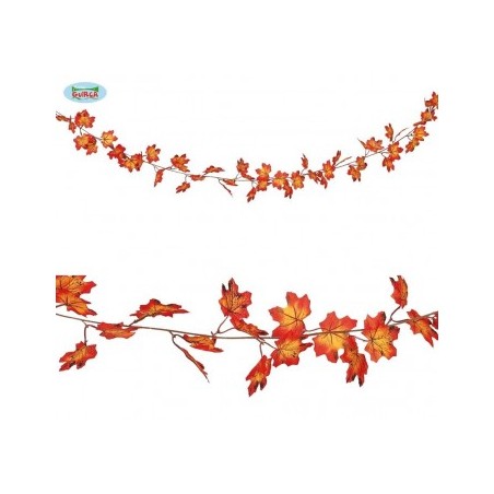 GUIRLANDE FEUILLES D'AUTOMNE ERABLE ORANGE 190 CM