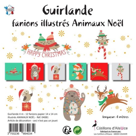 GUIRLANDE PAPIER FANIONS NOEL 4 METRES