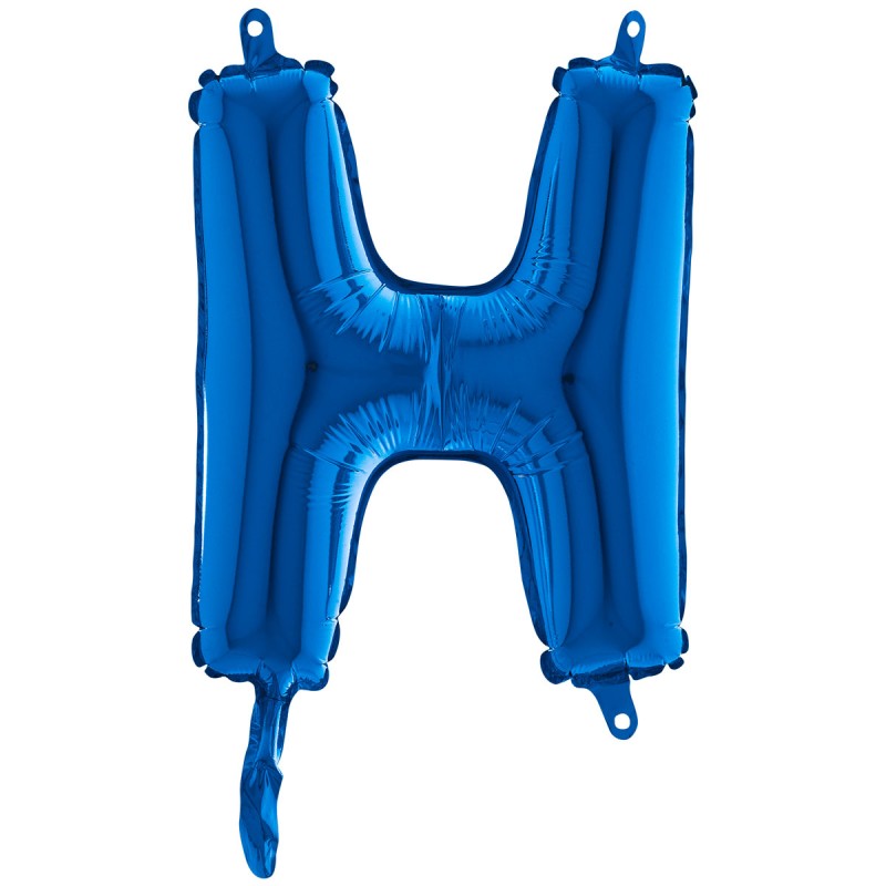 BALLON METALLIQUE LETTRE H BLEU 35 CM