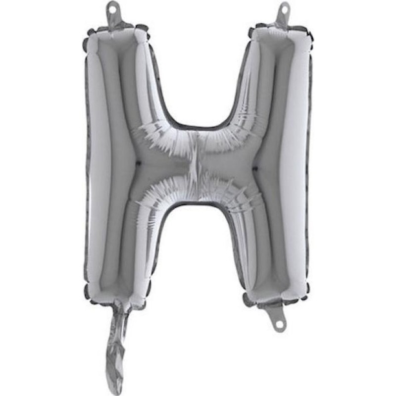 BALLON METALLIQUE LETTRE H ARGENT 35 CM