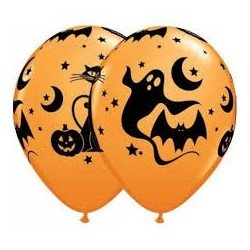 SACHET DE 25 BALLONS FANTOMES, CITROUILLE 11'