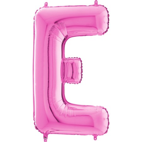 BALLON METALLIQUE LETTRE E FUSCHIA 35 CM
