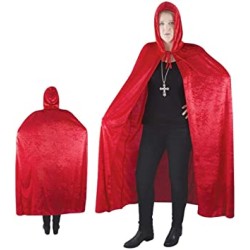 CAPE TISSU VELOURS AVEC CAPUCHE ROUGE 1M