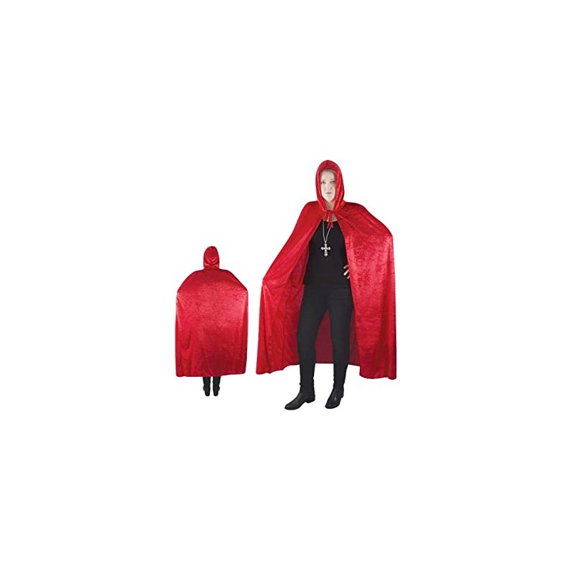 CAPE TISSU VELOURS AVEC CAPUCHE ROUGE 1M