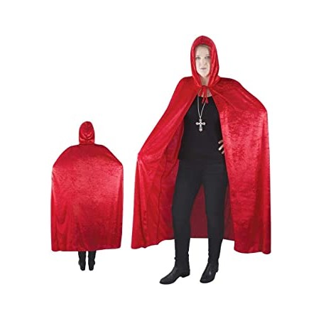 CAPE TISSU VELOURS AVEC CAPUCHE ROUGE 1M