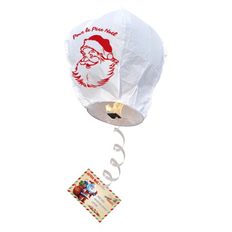 LANTERNE CELESTE AVEC LETTRE BLANC IMPRESSION PERE NOEL 1M