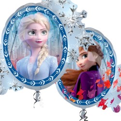 BALLON METALLIQUE MIROIR REINE DES NEIGES ANA ET ELSA 76 CM 