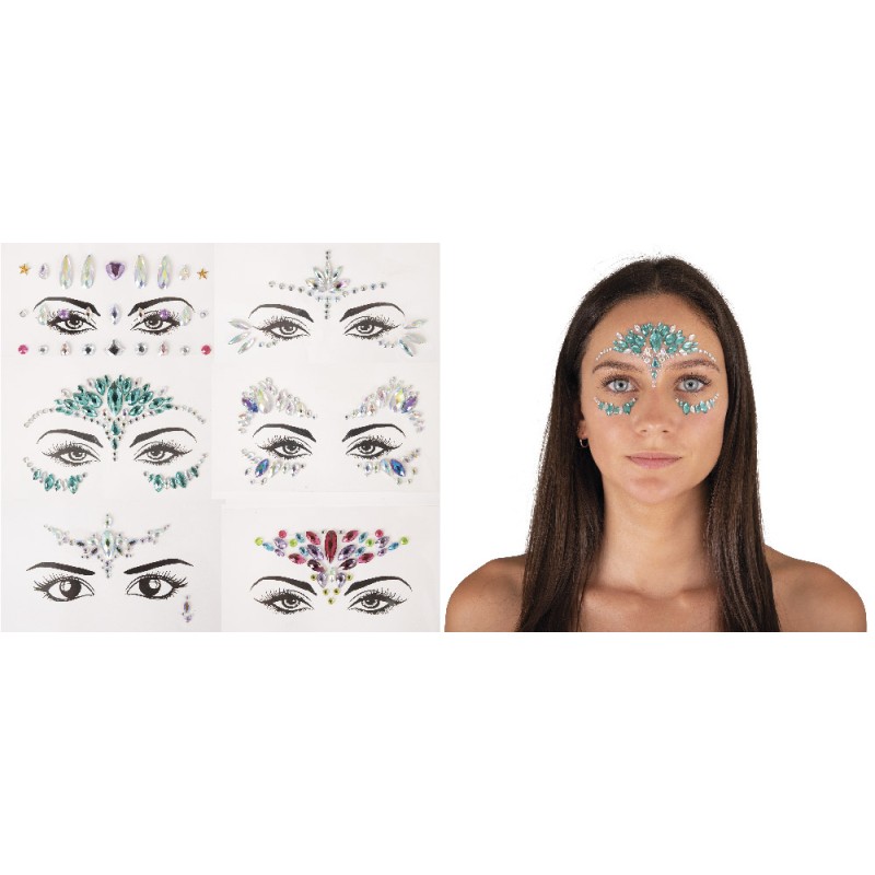 STRASS DE VISAGE AUTOCOLLANT 6 MODELES ALEATOIRES