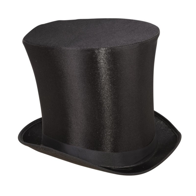 CHAPEAU HAUT DE FORME NOIR SATINE 20 CM CHAPEAU HAUT DE FORME NOIR SATINE 20 CM