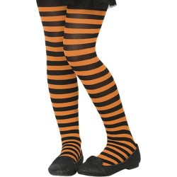 COLLANTS RAYES ORANGE ET NOIR ENFANT