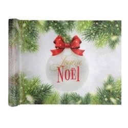 CHEMIN DE TABLE BOULE DE NOEL ROUGE 30 CM X 5 M