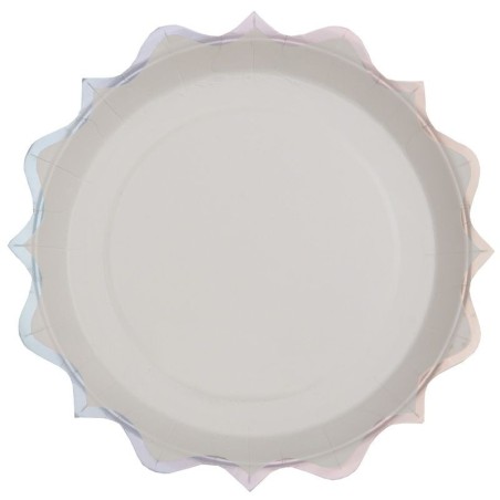 10 ASSIETTES FESTONNEES METAL ARGENT