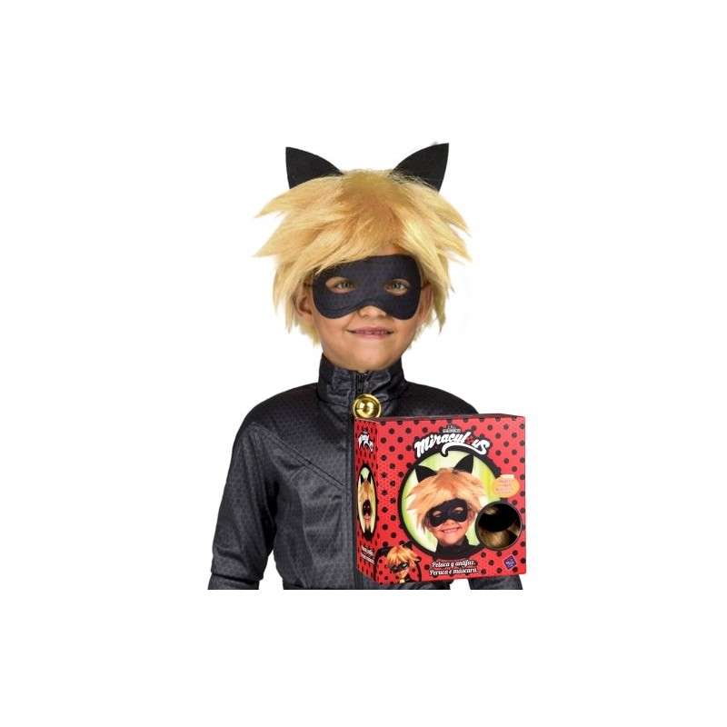 PERRUQUE ET MASQUE CHAT NOIR MIRACULOUS  PERRUQUE ET MASQUE CHAT NOIR MIRACULOUS