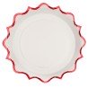 10 ASSIETTES FESTONNEES METAL ROUGE 23 CM