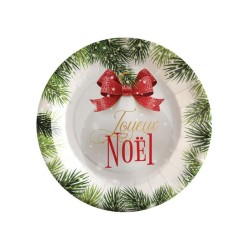 10 ASSIETTES BOULE NOEL ROUGE 23 CM