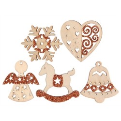 ASSORTIMENT DE SUJETS PAILLETES CUIVRE NOEL