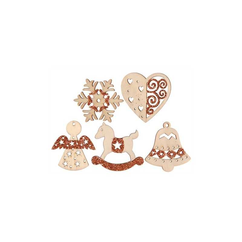ASSORTIMENT DE SUJETS PAILLETES CUIVRE NOEL