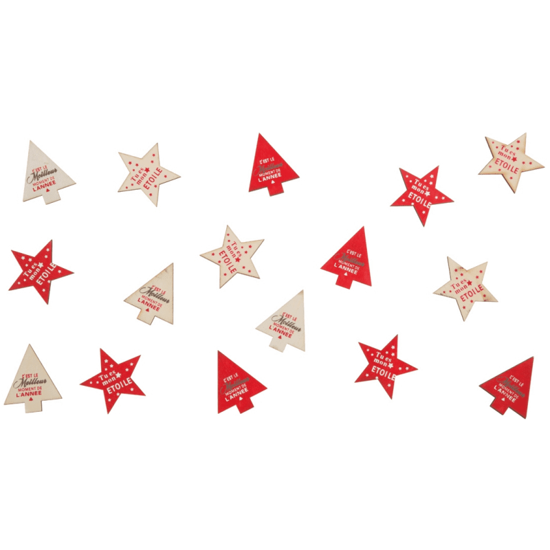 SACHET 16 SAPINS ETOILES BOIS A DISPERSER MODELES ASSORTIES 