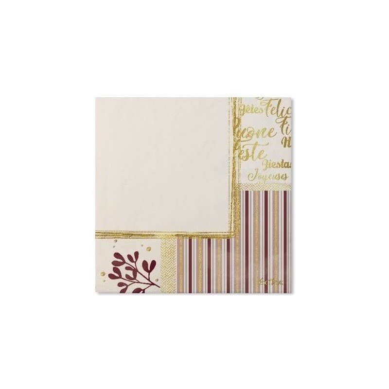 20 SERVIETTES 33 X 33 CM BONNES FETES ROSE GOLD 