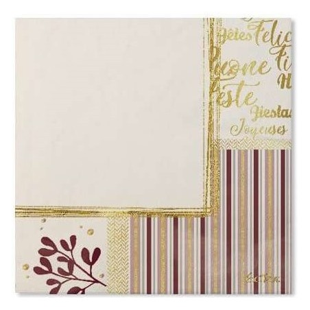 20 SERVIETTES 33 X 33 CM BONNES FETES ROSE GOLD 