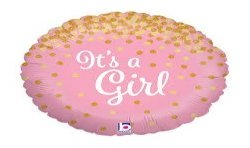 BALLON METALLIQUE ROND IT'S A GIRL SCINTILLANT HOLOGRAMME 18"