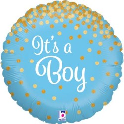 BALLON METALLIQUE ROND IT'S A BOY SCINTILLAN T HOLOGRAMME  18"