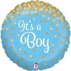BALLON METALLIQUE ROND IT'S A BOY SCINTILLAN T HOLOGRAMME  18"