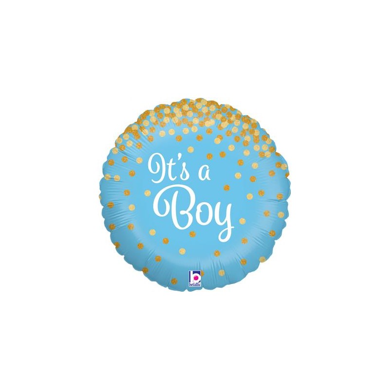 BALLON METALLIQUE ROND IT'S A BOY SCINTILLAN T HOLOGRAMME  18"