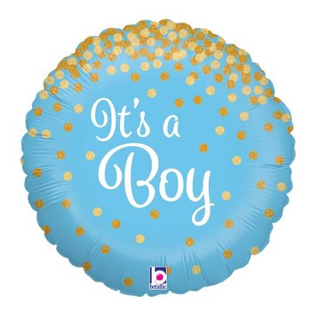 BALLON METALLIQUE ROND IT'S A BOY SCINTILLAN T HOLOGRAMME  18"